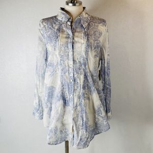 Coldwater Creek Sz L 14-16 Paisley Tuck Front Tunic